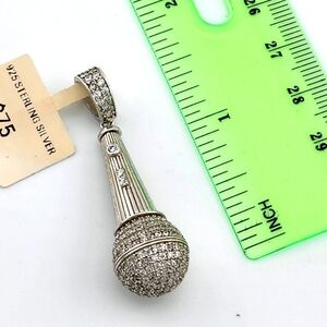 925 Silver Microphone pendent with cubic zarconia